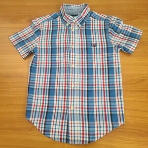 Chaps Boys Size 6 Plaid‎ Short Sleeve Button Down Shirt Casual